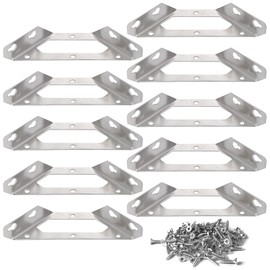 Morisho コーナー 金具 棚受け金具 ステンレス ネジ 付属 ジョイント アングル ブラケット 補修 補強 直角 連結 接合 146mm 10個 セット