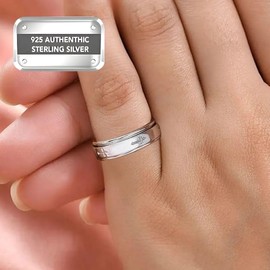 Shop LC Spinner Ring - Spinning Anxiety Ring for Men - Wedding Band 925 Sterling Silver Platinum Plated Cross Stress Relief size 10 Engagement Bridal Catholic Faith Christian Religious Valentines Day