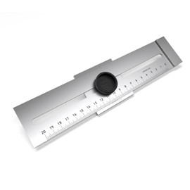 BAUHELD Marking Gauge Metal 200 mm - Scribing Tool Made of Chrome-plated Steel - Precise DIY Thanks to Deep Lasered Measuring Scale - Try Square with Hardened Marking Edge - Painting Gauge Wood Tool