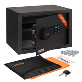 Brihard Family Electronic LCD Safe 9.84"H x 13.78"W x 9.84"D with Fireproof Bag, Home Safety Box 0.71 Cubic Feet with Removable Shelf for Documents A4, Digital Keypad Lock & LCD Screen