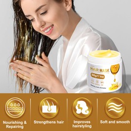 17.6oz Deep Conditioning Hair Mask, Hair Mask Containing Collagen & Keratin & Shea Butter, 3-min Hair Mask for Damaged Hair Restores Hair Shine and Softness, Suitable for All Hair Types