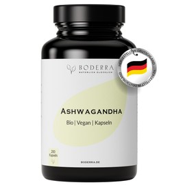 BODERRA Ashwagandha Capsules High Dose – 200 Capsules Organic Ashwagandha High Dose – German Quality Brand – Organic Ashwagandha Capsules – Daily Dose = 1800 mg – Natural – Vegan – Laboratory Tested