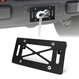 KLYONA Universal Flip-Up License Plate Holder for 10" Hawse Fairlead, Compatible with Pickup SUV, RV Bumper Winch Hawse Fairlead Front License Plate Holder