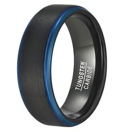 GALANI Black Men's Tungsten Ring with Brushed Surface Wedding Engagement Promise Ring Size Y