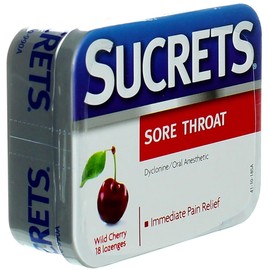 Sucrets Classic Sore Throat Lozenges, Wild Cherry, 18 Count