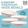 6 Porcelain Pasta Bowls - Bowl Dish Set for Salad,