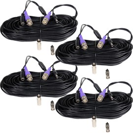 VideoSecu 4 Pack 100ft HD Security Camera Video Power Cables Pre-Made All-in-One Extension Wire Cord with BNC RCA Connectors for 720P 960P 960H CCTV Surveillance Camera DVR System CBHD1004 WT6