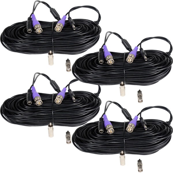 VideoSecu 4 Pack 100ft HD Security Camera Video Power Cables