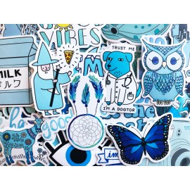 Blue Animals and other Stickers 50 Blue Animals Owl Dog Butterfly Ocean Watercolor Variety Vinyl Laptop Stickers
