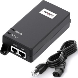 PROCET 30W 10 Gigabit PoE Injector IEEE802.3at PoE Power Supply with Super Speed 10G Network Tramsmit for Wireless AP, WiFi 6, IP Camera, PoS, Kiosks, PT-PSE104G-30-10