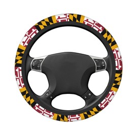 Mlanxi Maryland Flag Car Elastic Steering Wheel Cover for Men Women, Universal Fit for SUV Trucks