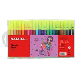 Nataraj Felt Tip Pens, MULTICOLOUR, Fibre Point, Pack of 24, Colour Draw Sketch Line Write Mark, Perfect School Office Home Use