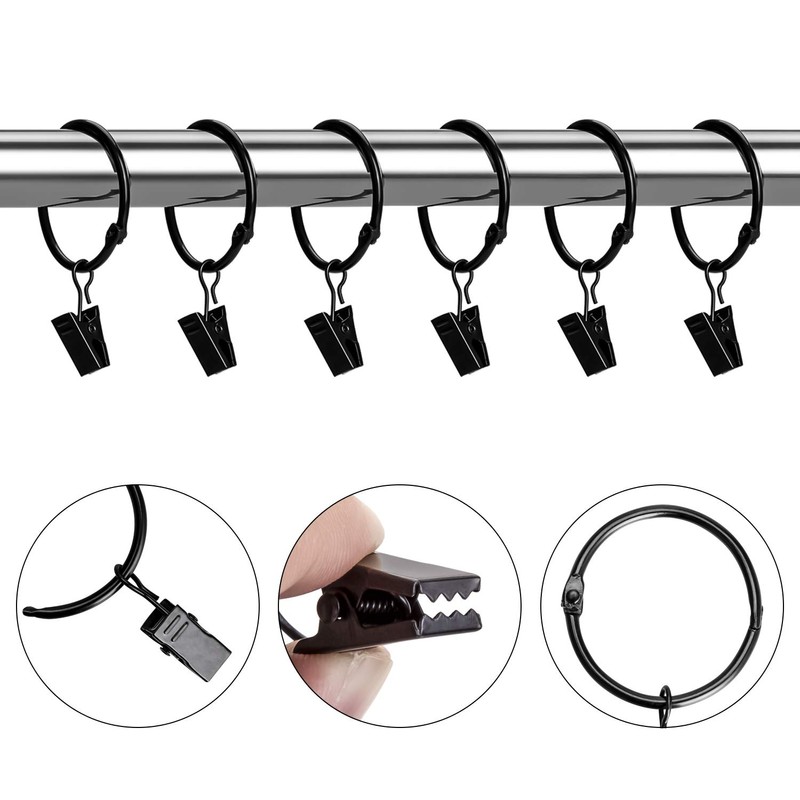 KaiYi Curtain Ring Clips, Curtain Clip Hooks Opening Design, 39mm