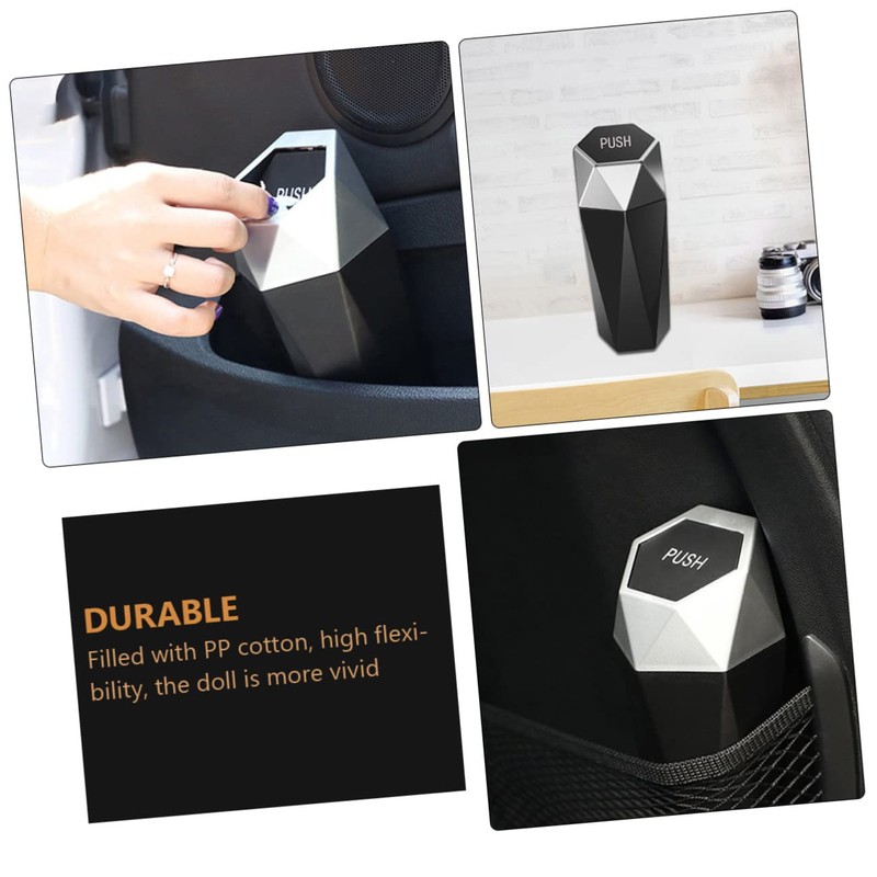 CAXUSD 2pcs Automotive Trash Can with Lid Compact Car Garbage