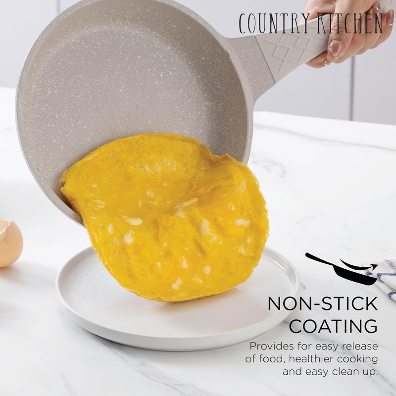 Country Kitchen Non-Stick Cast Aluminum Cookware Set - Durable Kitchen