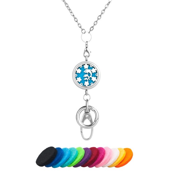 CaJoYo Dolphin Essential Oil Diffuser Aromatherapy Locket Lanyard Necklace for