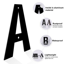 Ya_chtttwo Aluminum Numbers and Letters - Black Metal Door Numbers - Outdoor Metal Address Plate (10" &)