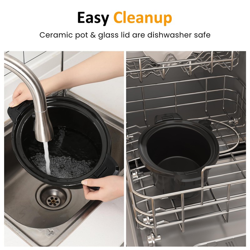 Sunvivi 4QT Programmable Slow Cooker with Locking Lid, Removable Ceramic