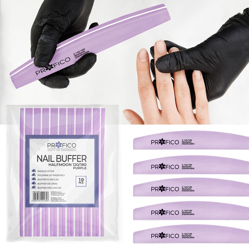 PROFICO Pack of 10 Professional Nail Buffer | Buffer Straight