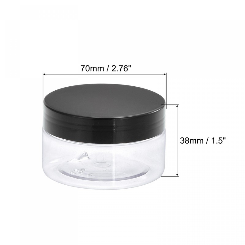 uxcell Round Plastic Jars with Black Screw Top Lid, 3oz/
