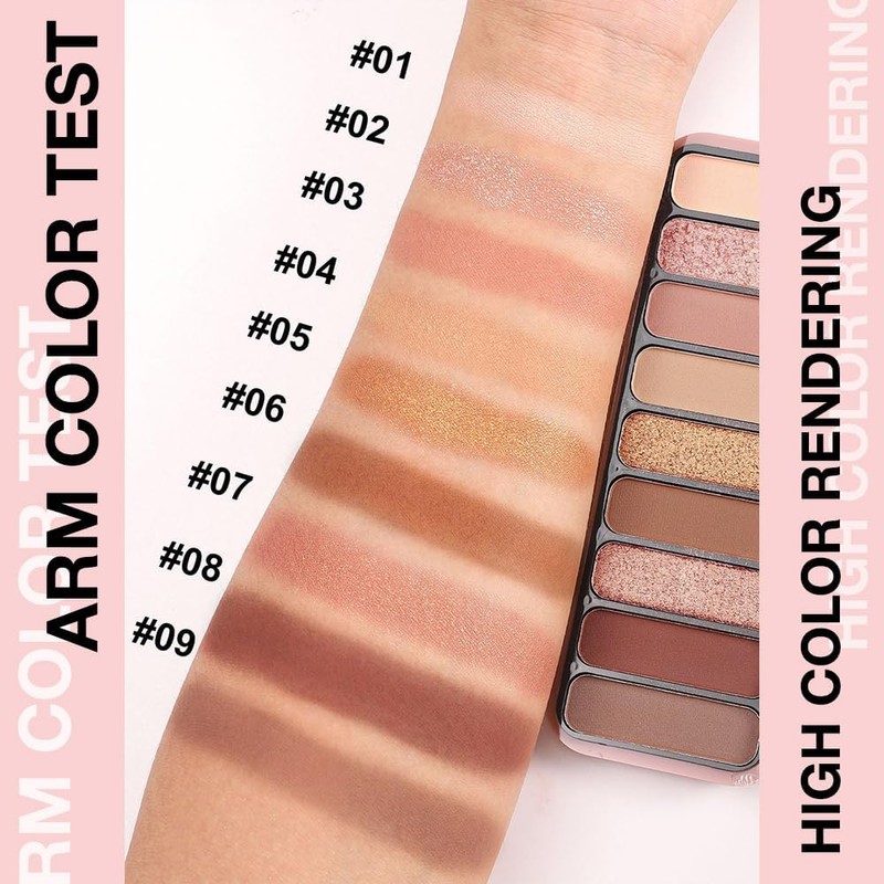 Paleta de sombras de ojos mate de 9 colores larga