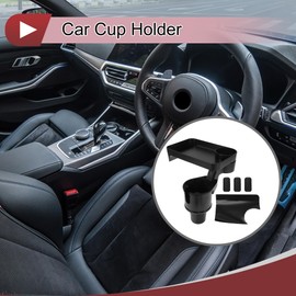 HEROFFIX 1 Pcs for Most Vehicles Car Cup Holder Expander with Attachable Tray 360° Rotating Additional Cup Holder Extender 158x94x60mm Matte Black ABS