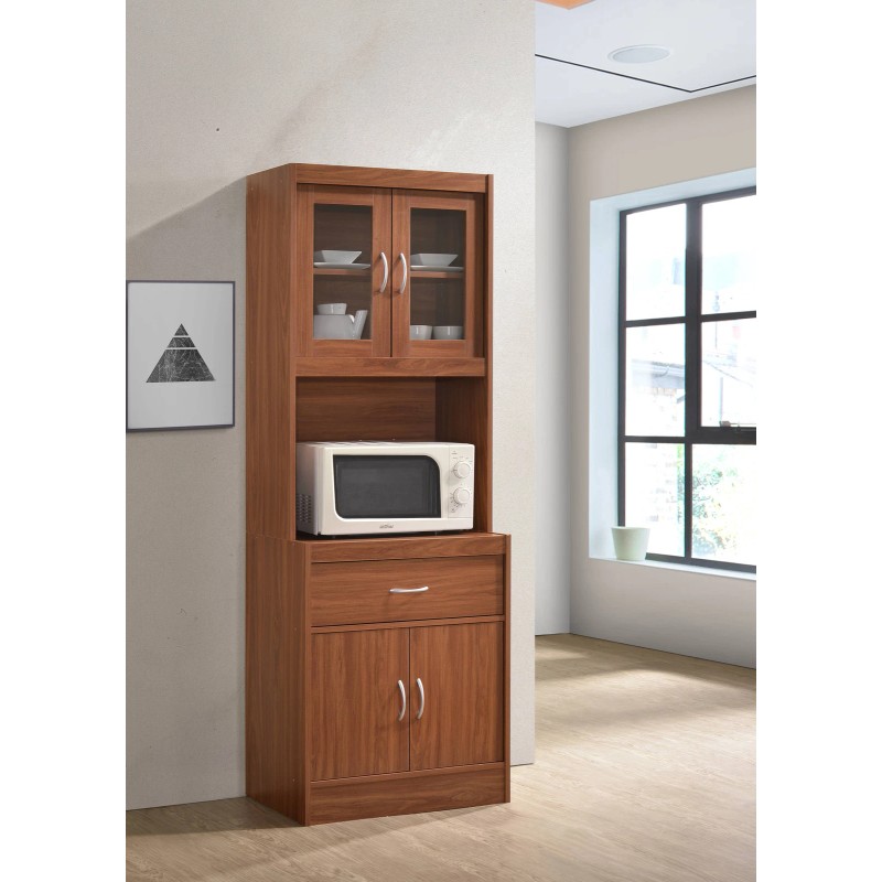 Hodedah KITCHEN MICROWAVE CABINET Kitchen Storage | Multiple Wooden Finishes