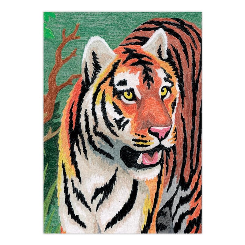 Darice Mini Color Pencil by Number Kit 5" x 7"-Jungle