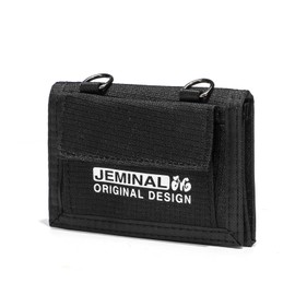 JEMINAL Lanyard Trifold Wallet for Men Canvas Wallet with Multiple Card Slots and ID Window Black Gifts for Dad from Son Daughter Wife