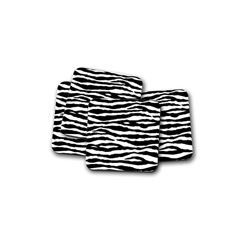 4 Set - Zebra Stripes Coaster - Animal Print Wild
