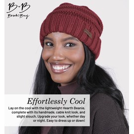 Tough Headwear Slouchy Beanie, Women's Winter Hats, Beanie Slouch Hats for Cold Weather, Oversized Beanie Knitted Hats for Women Wine Red