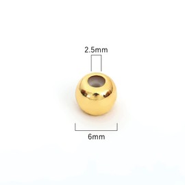 BEADIA 18K Gold Plated Stopper Beads 6mm 20pcs Insert Silicon Round Length Adjust Spacer Beads for Jewelry Making Findings