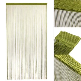 Tür-Vorhang / Wandpaneel mit Fransen, für Fenster, Zuhause, Terrasse, Schlafzimmer, Hochzeit, Restaurant idealer Raumteiler, dekorative Quaste, Polyester, Grasgrün, 100_x_200_cm