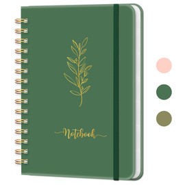 PIOOJK Spiral Notebook for Women & Men, 6.3"x8.5" Hardcover College Ruled Notebook with 140 Lined Pages for Work Office, School and Note-taking, Lined Journals for Writing, Deep Green