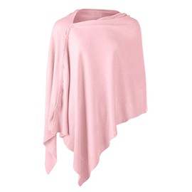 Womens Poncho Sweater Versatile Knit Scarf Wrap with Buttons Solid Shawl Cape Cardigan Gifts for Women Pink