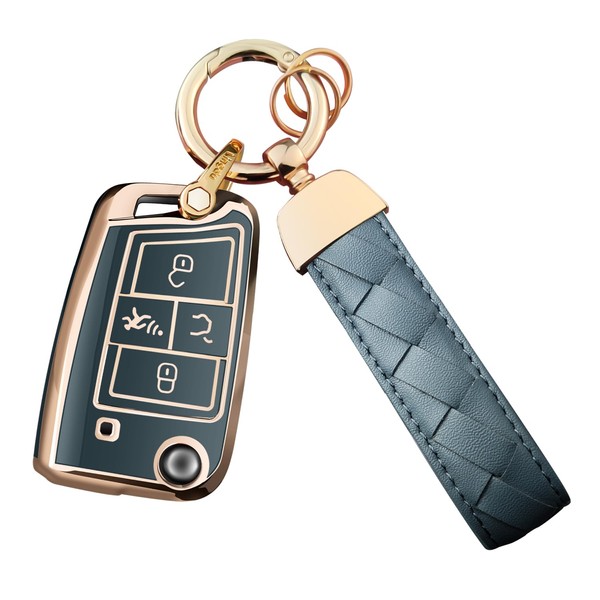 Bqepe for Volkswagen Key Fob Cover Keychain Fit for VW
