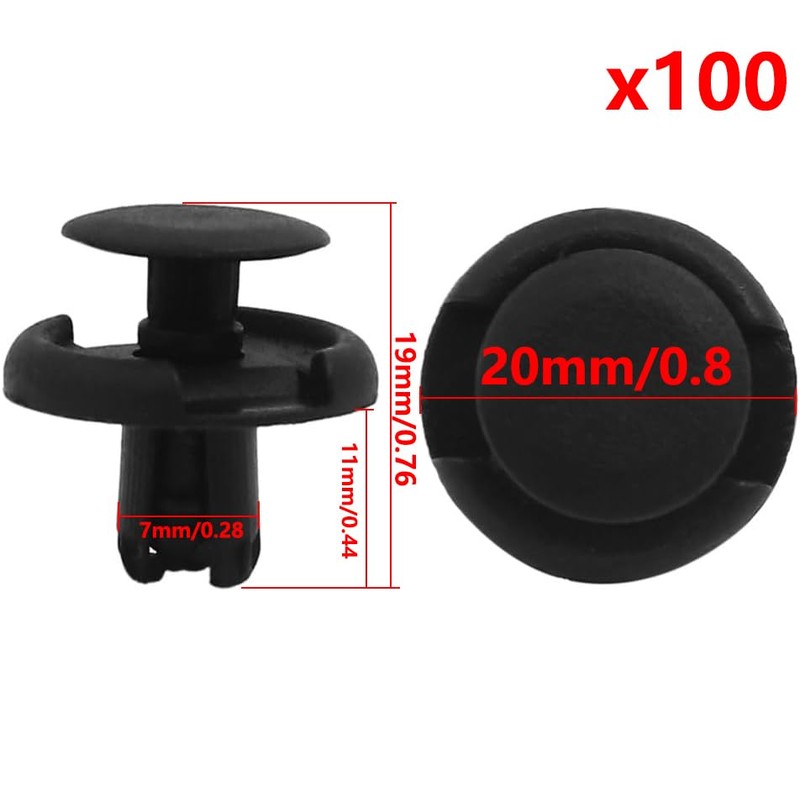 100Pcs Plastic Rivets Trim Panel Push Type Fastener Retainer Clips