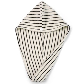Jacquotha Cotton Hair Towel Wrap for Women (Black & White Striped) – Anti-Frizz Absorbent Quick Drying Hair Turban for Wet Hair, 25” x 9.5”, 1 Pack