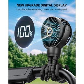 KIDEE Mini Stroller Fan, Portable Baby Fans Battery Operated, LED Display with 3 Speeds, Small Clip on Fan Desk Fan USB Rechargeable, Personal Handheld Fans for Outdoor Travel, Children Gift