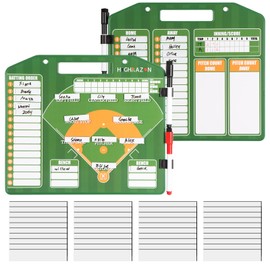 HIGHRAZON Magnetic Baseball Coach Clipboard, Dry Erase Lineup Board, Premium Tactical Baseball Coaching Board with 40 Lineup Cards, Dugout Display Softball Coaching Accessories - Green