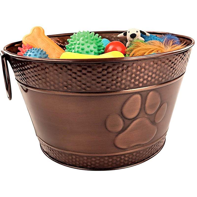 BREKX Metal Indestructible Dog Toy Bin - Storage Bin with