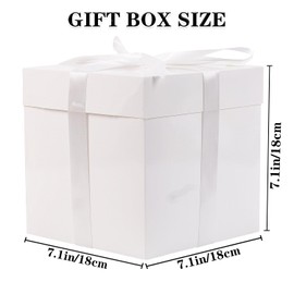 Jaywayang 5 Pack White Gift Boxes with Lids, Ribbons and Tissue Papers Square Gift Boxes - 7.1 Inch - Birthday, Wedding, Presents Wrapping, Mother's Day, Valentine's Day Decoration Party Favor Boxes.