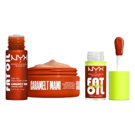 NYX Gift Set, Fat Oil Lip & Body Kit - Suga Baddie, 3-Piece Travel Size Set with Lip Oil, Whipped Body Butter & Shimmering Body Oil, Sweet Vanilla Scent, Vegan & Cruelty-Free, Caramelt Mami