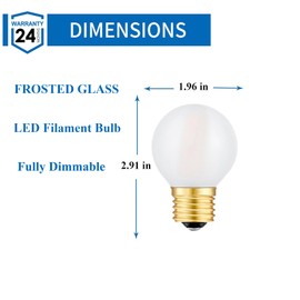 Beonllay LED Light Bulbs 40 Watt Equivalent E26 LED Bulb 4W Dimmable Frosted Globe Light Bulbs, 2700K Warm White G16.5 Light Bulb, 6 Pack