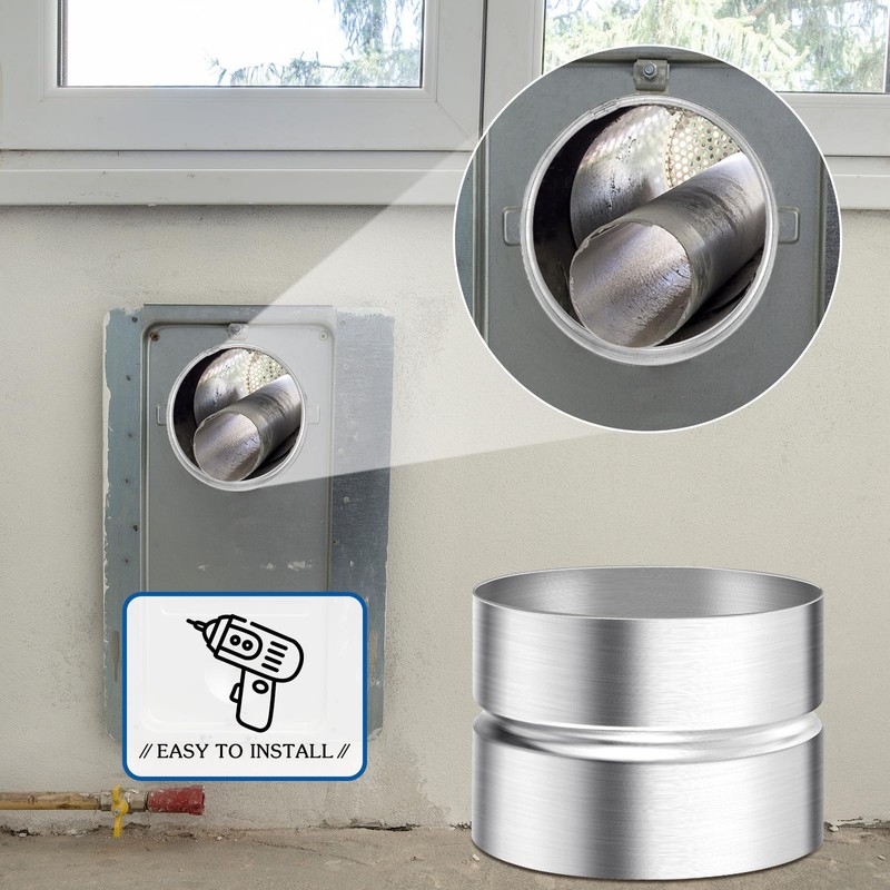 Hicarer 2 Pcs 4 Inch Galvanized Steel Duct Connector, Dryer