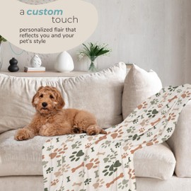 Karisma Decor Cream Paw Print Sherpa Pet Blanket - 50" x 60" - Cute for Dogs - Gifts and Puppy Essentials - Printed in America