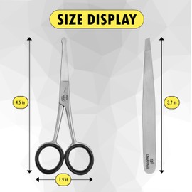 UMAHASS 4.5" Premium Nose Hair Scissors For Men, Nasal Hair Tweezers for Women, Safety Blades with Rounded Tip for Trimming Small Details Facial Hair, Ear Hair, Eyebrow