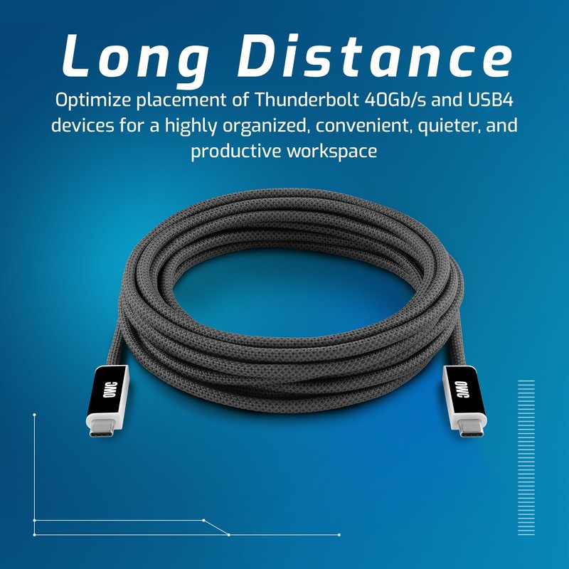 OWC 3.0M (10') USB4 (40Gb/s) Active Optical Cable, 240 watt