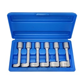 JEUCLEL 6PCS 1/2" Dr.Injection Line Socket, L-Type Diesel Fuel Injector Line Injection Wrench Set, Injection Line Socket Open Type, 12 14 16 17 18 19mm Fuel Line Dismantling Removal Tool