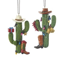 Kurt Adler C7658 4" Western Cactus W/Boot+Hat Ornament 2/A